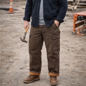 Deluth Fleece Lined Winter Workwear Brown Pants (Sz 42 men's)
